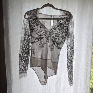 Eva Mendes White/Gray Bodysuit Size Small